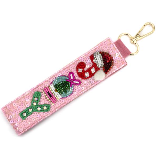 SEED BEAD CHRISTMAS JOY KEYCHAIN