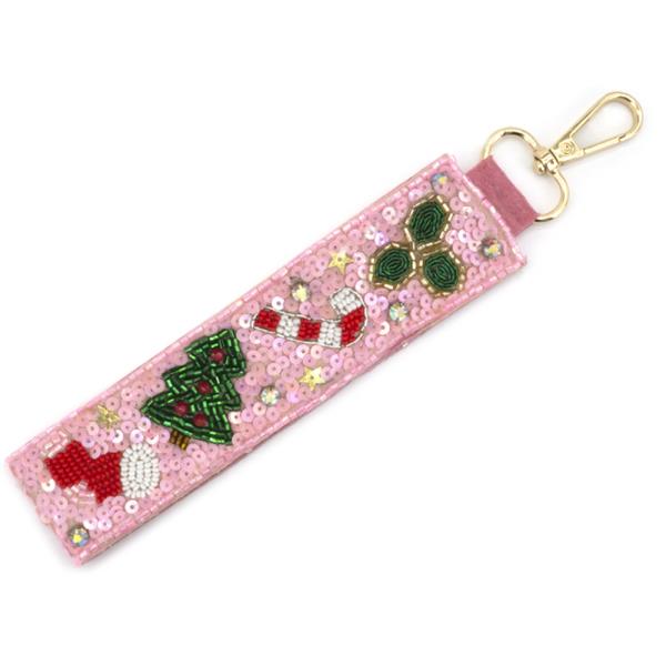 CHRISTMAS SEED BEAD CHRISTMAS  KEYCHAIN