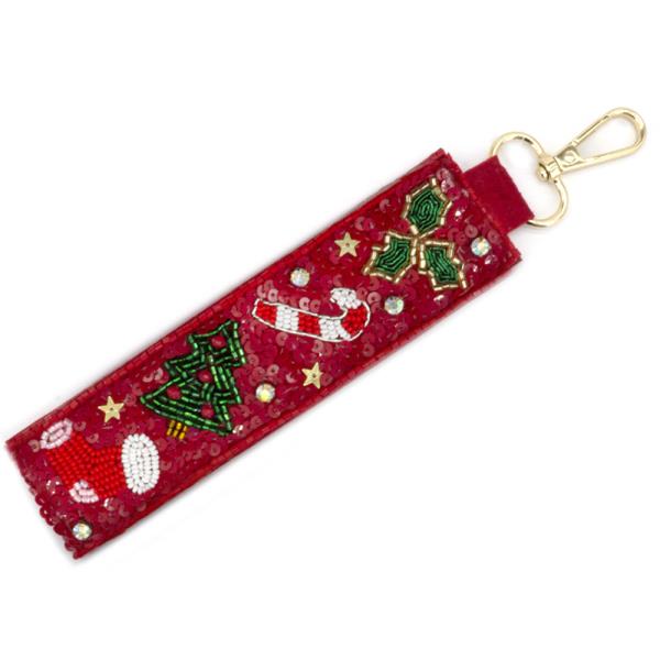 CHRISTMAS SEED BEAD CHRISTMAS  KEYCHAIN