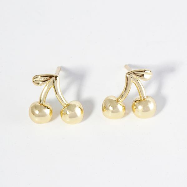 GOLD DIPPED STERLING SILVER POST CHERRY EARRING