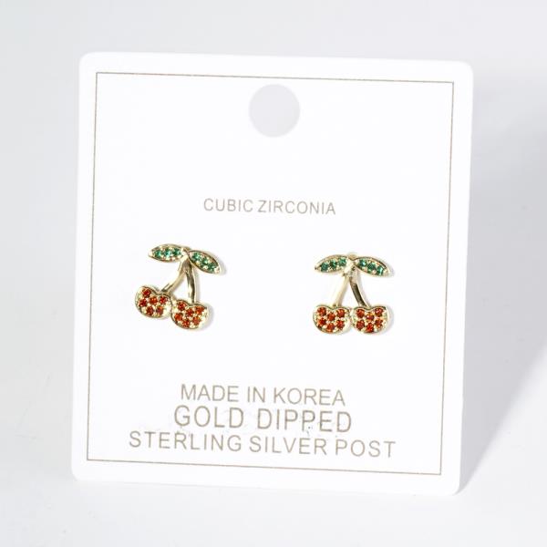 DIPPED CZ CHERRY EARRING