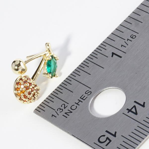 GOLD DIPPED CZ CHERRY EARRING