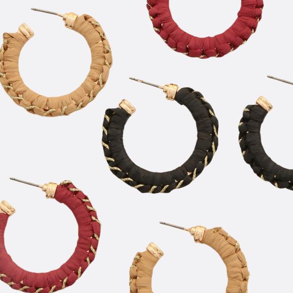 RAFFIA THREAD HOOP EARRINGS