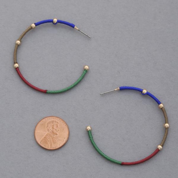 THREAD METAL HOOP EARRINGS