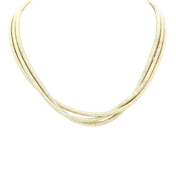 METALLIC THREAD COIL LAYERED NECKLACE