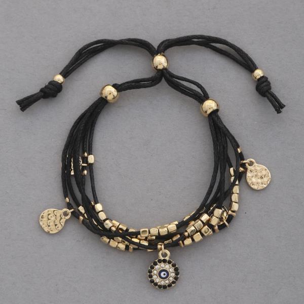 EYE COIN CHARM BEADED LAYERED BRACELET