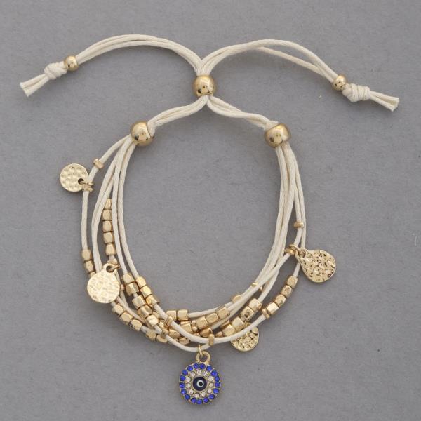 EYE COIN CHARM BEADED LAYERED BRACELET