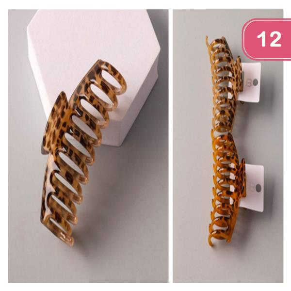 SPOTTED ROUND COMB CLAW HAIR CLIP (12 UNITS)