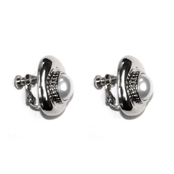 CLIP METAL PEARL EARRING