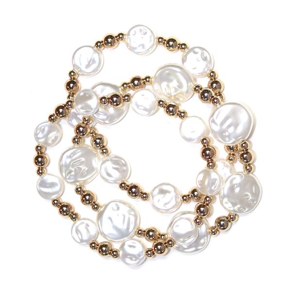 METAL PEARL STERTCH BRACELET SET