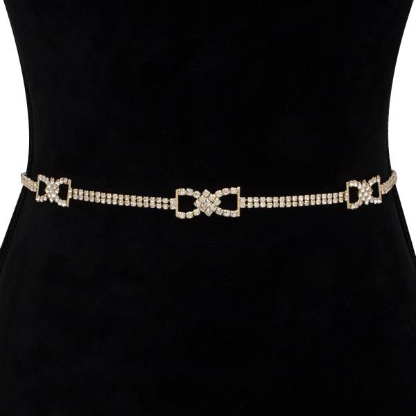 RHINESTONE BOW TIE HOOK BELT