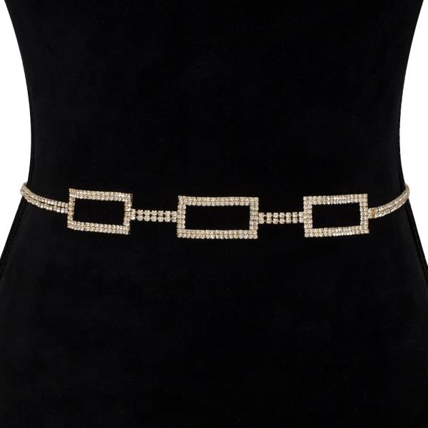 RHINESTONE RECTANGULAR HOOK BELT