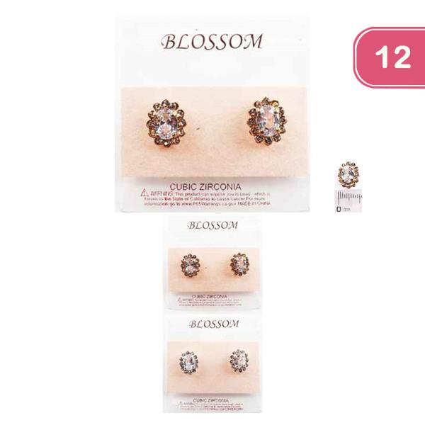 RHINESTONE STUD EARRING (12 UNITS)