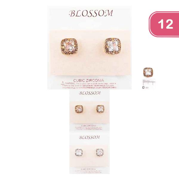 RHINESTONE STUD EARRINGS (12 UNITS)