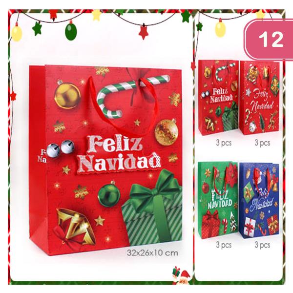 ASSORTED COLORFUL CHRISTMAS STUFF GIFT BAG (12 UNITS)