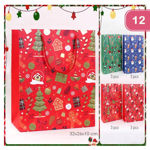 GINGERBREAD CHRISTMAS PATTERN GIFT BAG (12 UNITS)