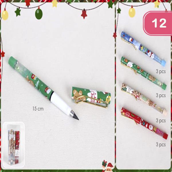 GLITTER CHRISTMAS FRIENDS PEN (12 UNITS)