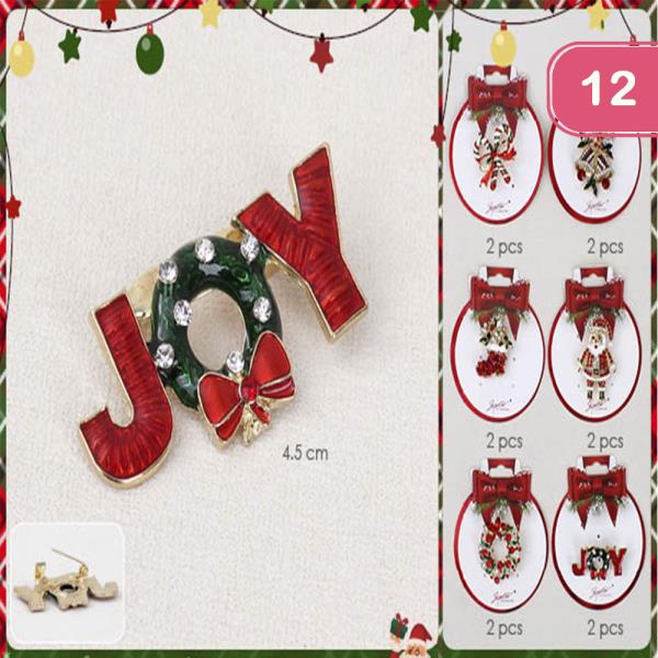 ASSORTED JOY CHRISTMAS BROOCH (12 UNITS)