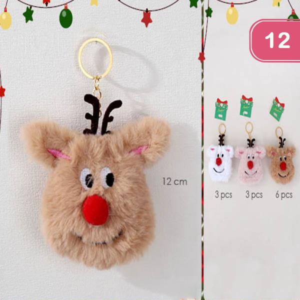 REINDEER FURRY POM POM KEYCHAIN (12 UNITS)