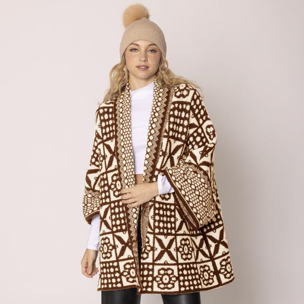 TILE PATTERN KNIT CARDIGAN