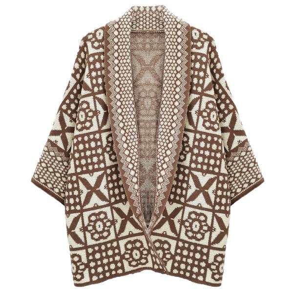 TILE PATTERN KNIT CARDIGAN