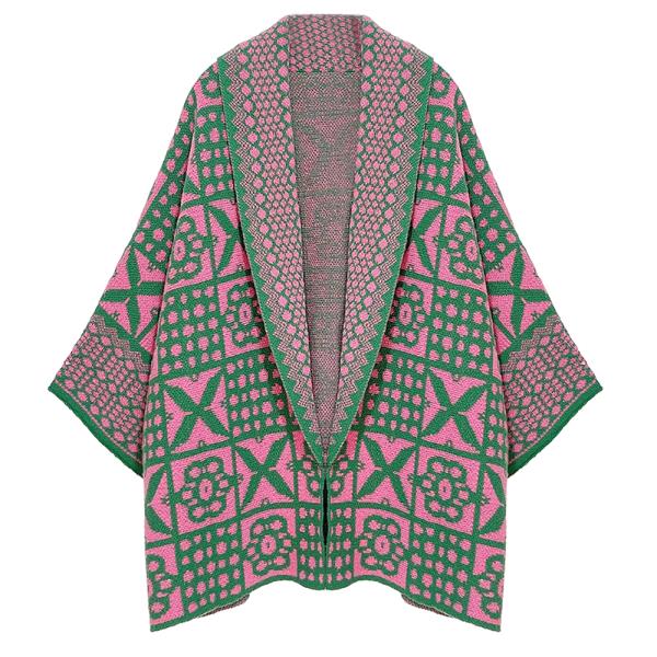 TILE PATTERN KNIT CARDIGAN