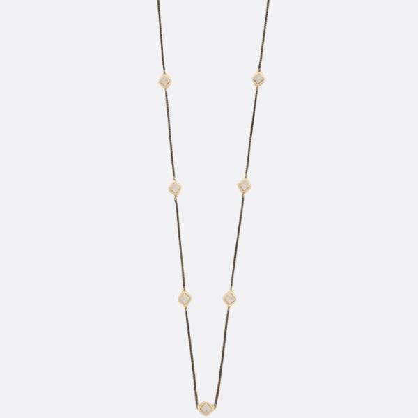 TWO TONE CLOVER STATION NECKLACE