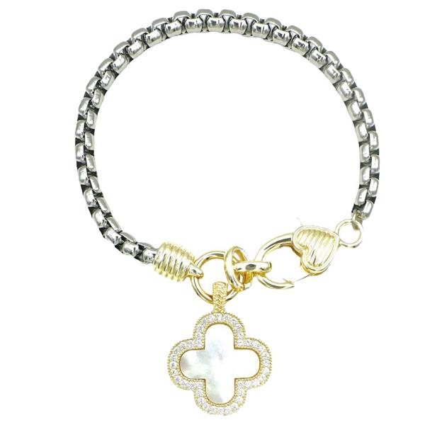 TWO TONE CLOVER CHARM BRACELET