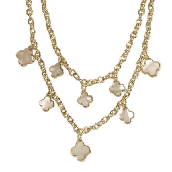 2 ROW CLOVER MOP NECKLACE