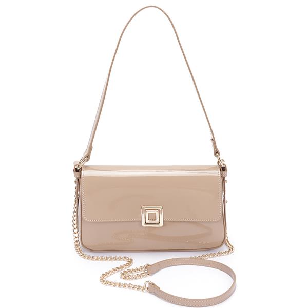 ENAMEL FLAP SHOULDER BAG