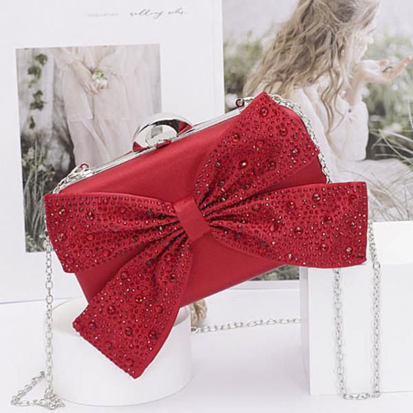 RHINESTONE HOTFIX RIBBON NYLON HARD CASE CLUTCH BAG