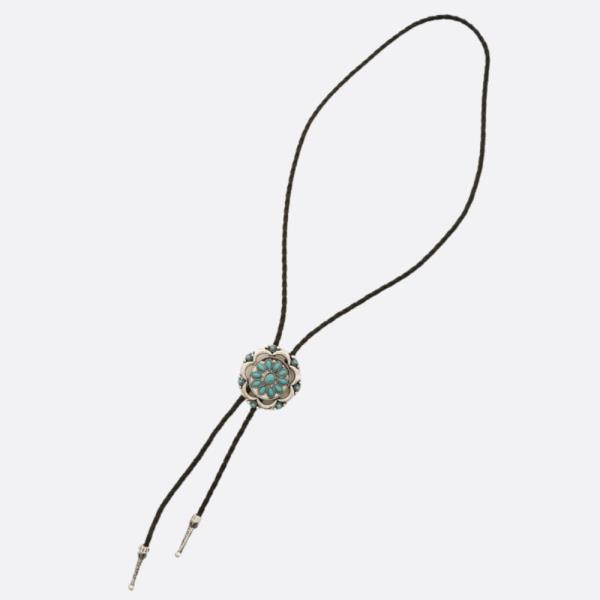 WESTERN FLOWER CONCHO Y SHAPE NECKLACE