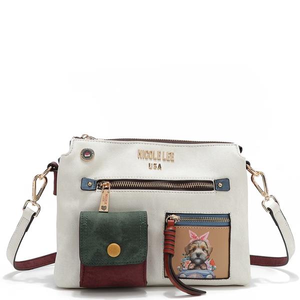 NICOLE LEE COLOR BLOCK PUPPY CROSSBODY BAG