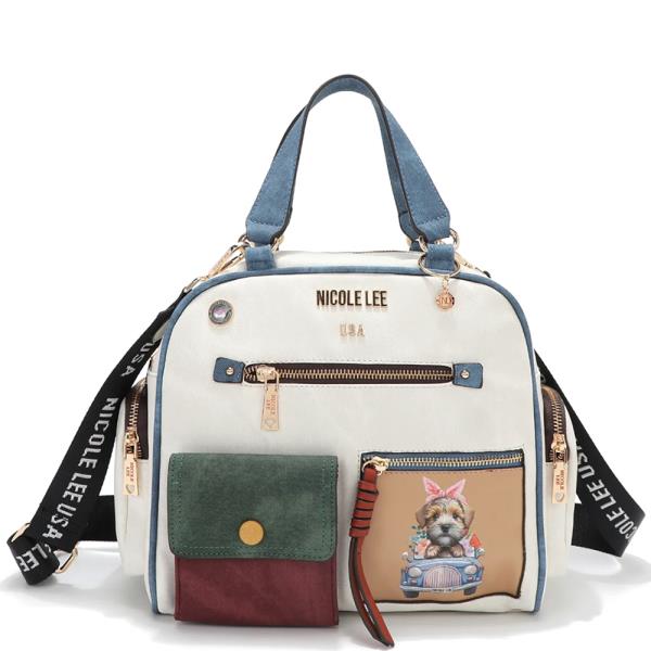 NICOLE LEE COLOR BLOCK PUPPY HANDBAG