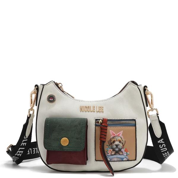 NICOLE LEE COLOR BLOCK PUPPY SHOULDER BAG