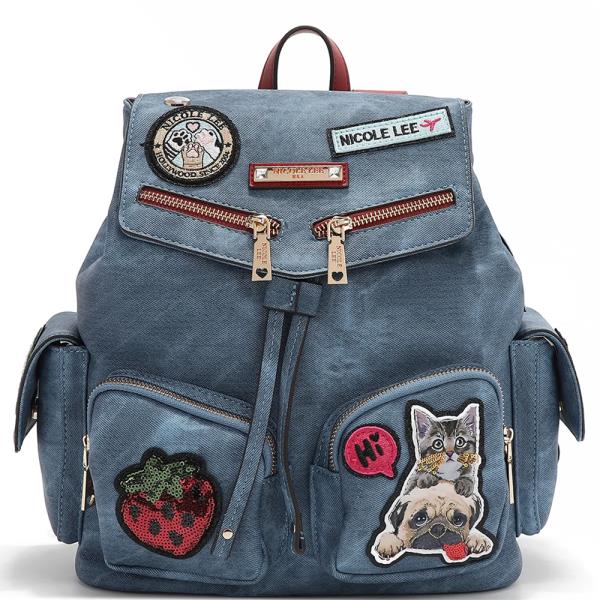 NICOLE LEE PET BFF STRAWBERRY MULTI PATCH BACKPACK