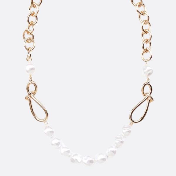 PEARL BEAD METAL LOOP NECKLACE