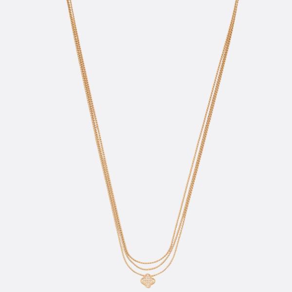 DAINTY CLOVER CHARM LAYERED METAL NECKLACE