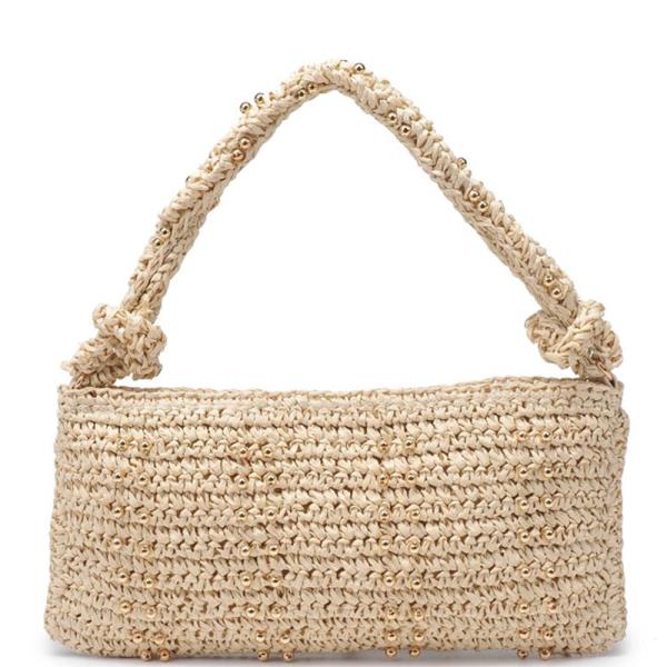 KNOTTED WOVEN STRAW CLARISSA SHOULDER BAG