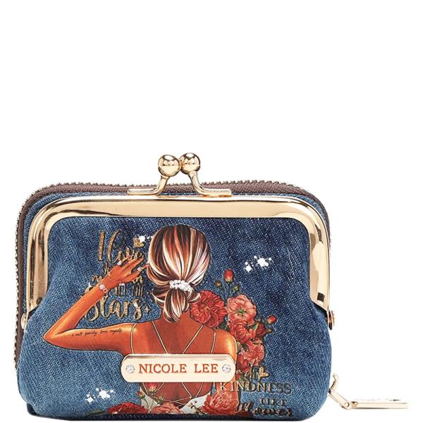 NICOLE LEE DENIM JULIA MINI COIN PURSE WALLET