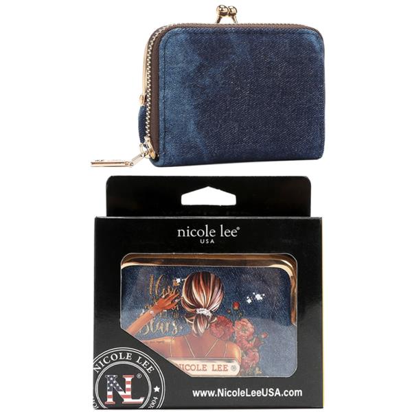 NICOLE LEE DENIM JULIA MINI COIN PURSE WALLET