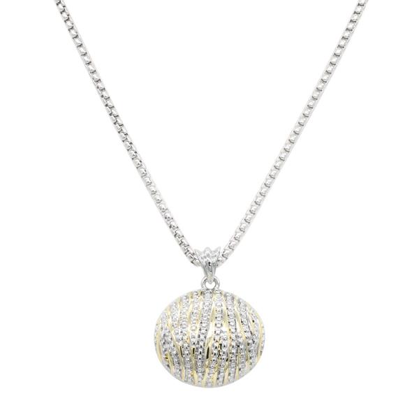 METAL CHAIN CZ ROUND PENDANT NECKLACE