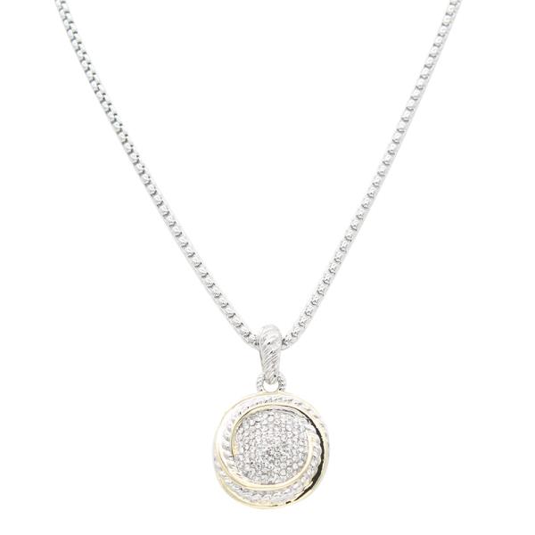 METAL CHAIN CZ ROUND PENDANT NECKLACE