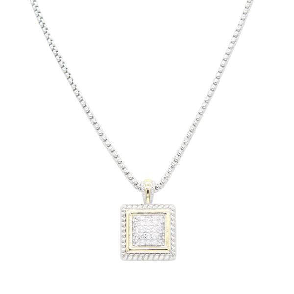 METAL CZ SQUARE PENDANT NECKLACE