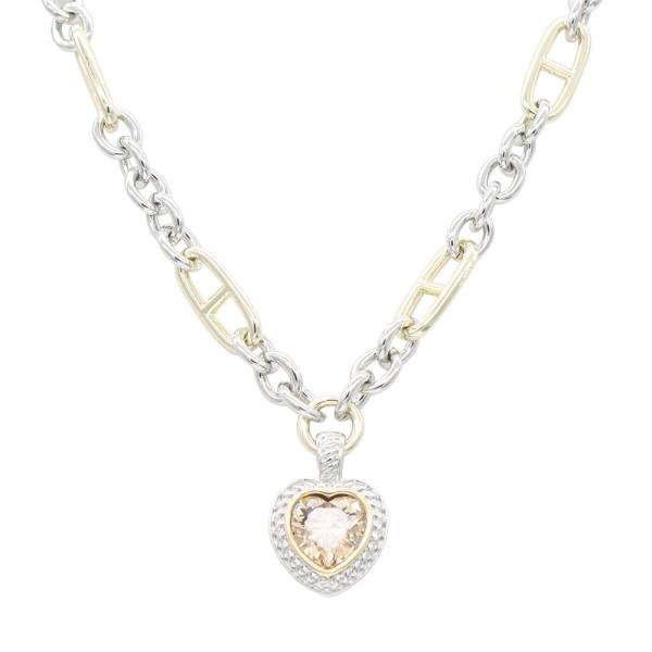 TWO TONE HEART PENDANT NECKLACE