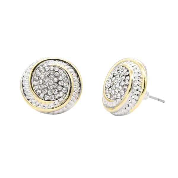 CZ RHINESTONE ROUND STUD EARRING