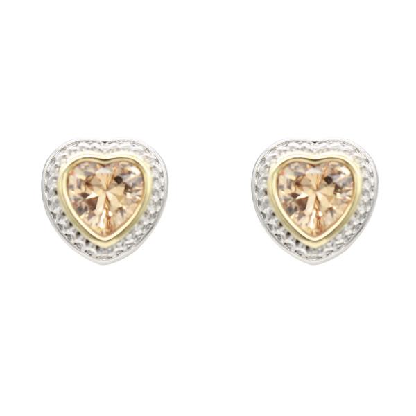 HEART CZ RHINESTONE STUD EARRING