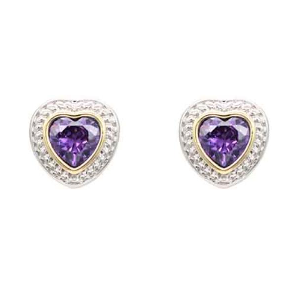 HEART CUBIC ZIRCONIA RHINESTONE STUD EARRING