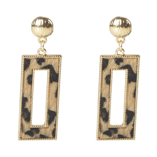 LEOPARD ANIMAL PRINT RECTANGLE EARRING