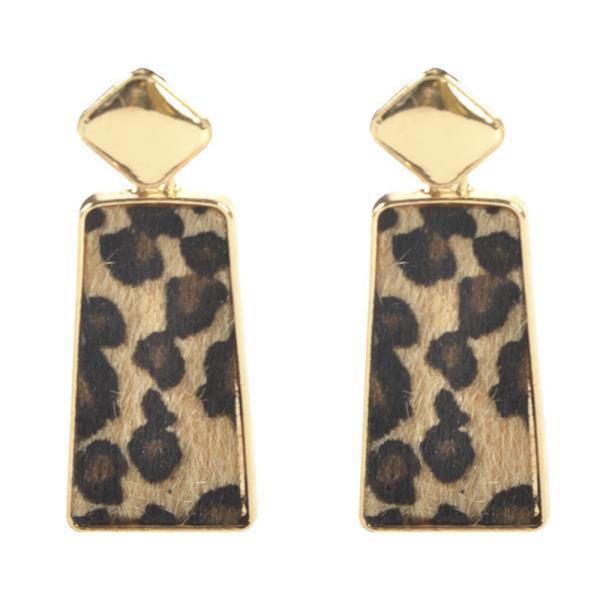 LEOPARD ANIMAL PRINT GEOMETRIC EARRING